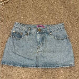 Edikted Light Blue Denim Mini Skirt